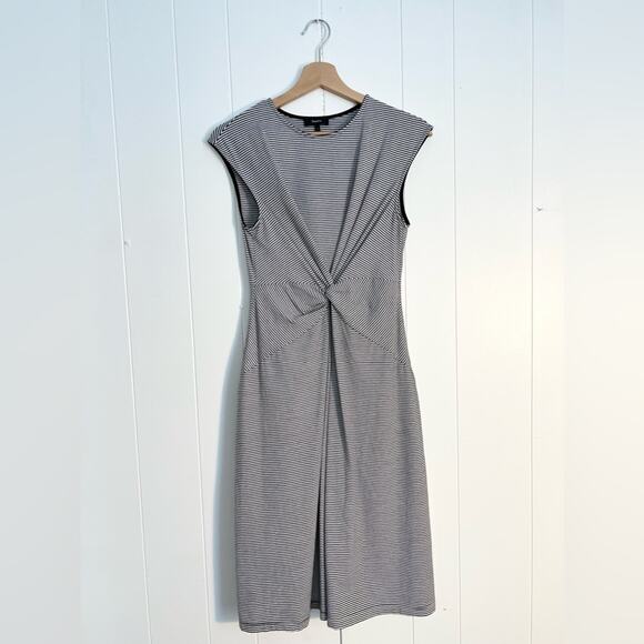 Theory knotted front striped dress midi spring summer comfortable stretchy - Picture 2 of 5